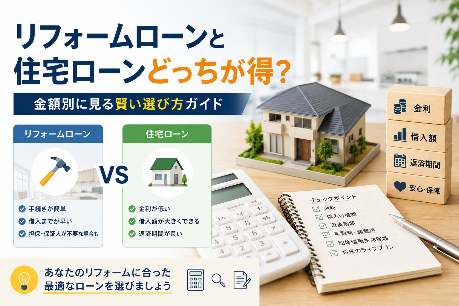 リフォームローンと住宅ローンどっちが得？金額別に見る賢い選び方ガイド